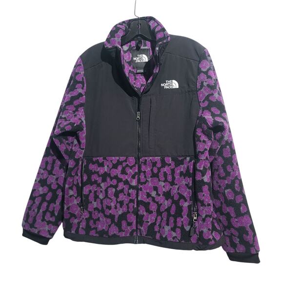 The North Face Women's Denali Jacket Purple Leopard Print Size Large - Picture 1 of 6